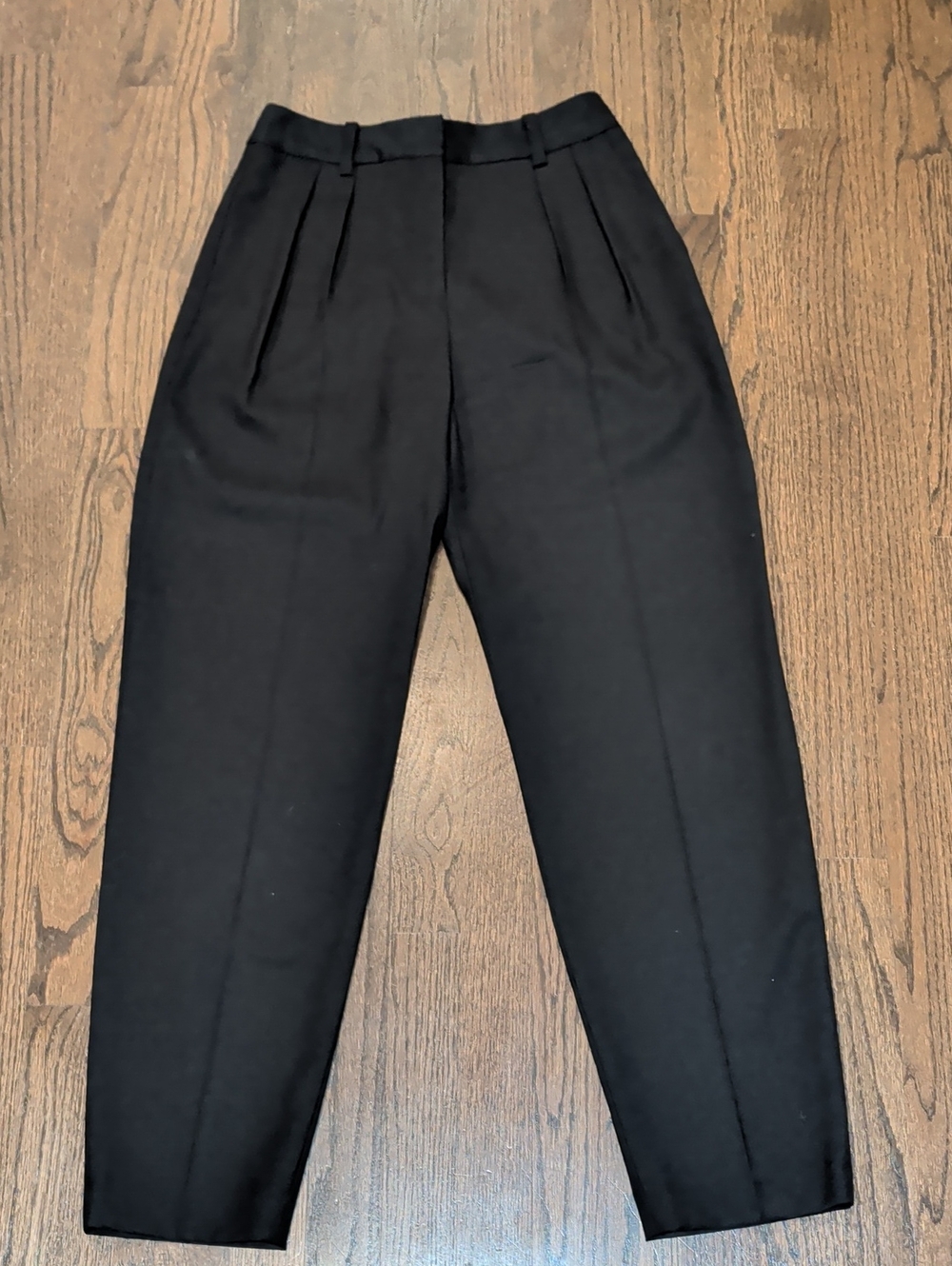 Nili Lotan: Black Pleated Tapered Wool Pants